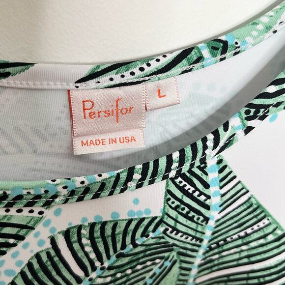 Persifor Womens Kilpatrick Dress Large Green Tropical Leaf Print Resort Vacation - Picture 6 of 10